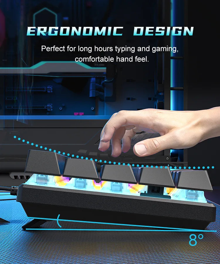 Teclado Mecânico Gamer Premium 60% RGB - Ultra Compacto & Performance⁠