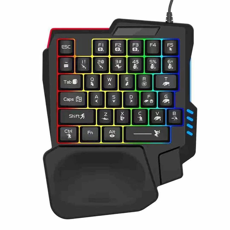 Mini Teclado Gamer de Uma Mão com Iluminação RGB