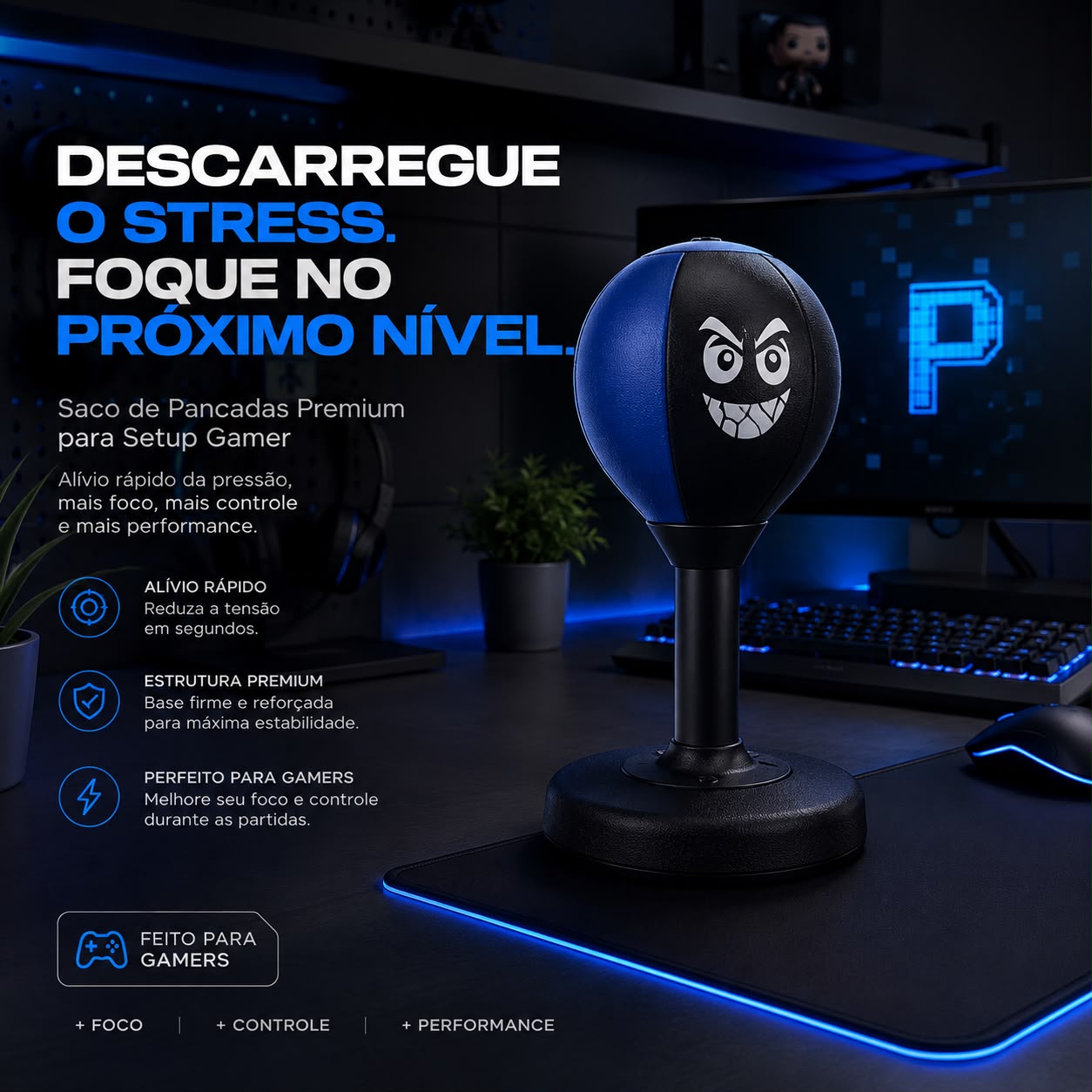 Saco de Pancadas Premium Anti-Estresse para Setup - Alívio Rápido e Foco⁠