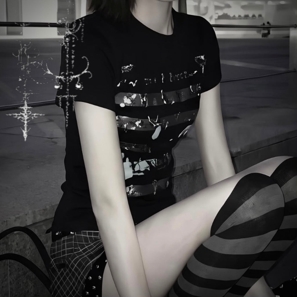 Camiseta Cropped Estampa Musical Y2k