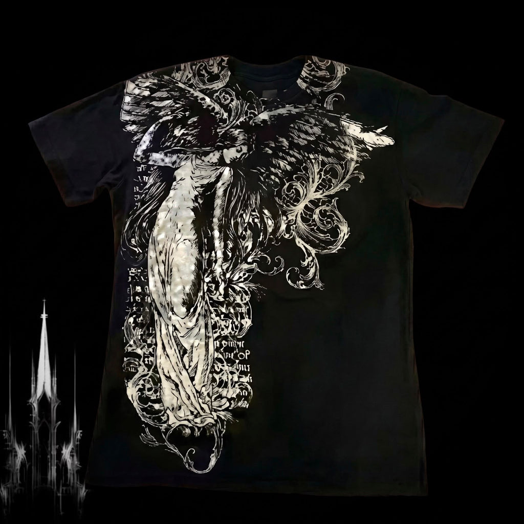 Camiseta Y2k Vintage Estampa Esqueleto Dual-Sleeve